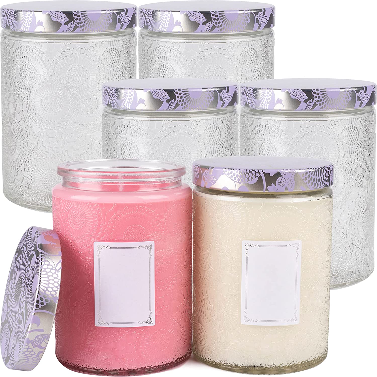 Embossed Glass Candle Container